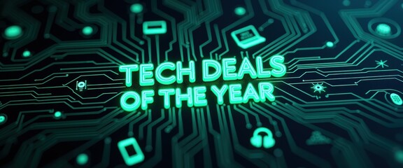 Tech Deals of the Year on Circuit Board Background