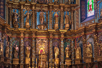 Interior of the church in the town of Saint-Jean-de-Luz in the Basque country of France