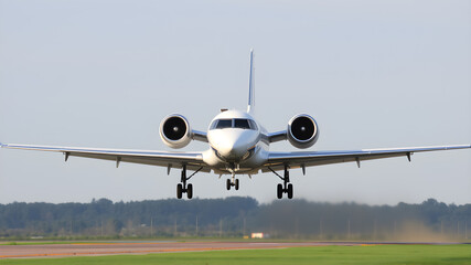 Modern aircraft getting ready to land. Generative AI