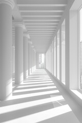 Obraz premium Elegant geometric design of a modern corridor with natural light and subtle shadows