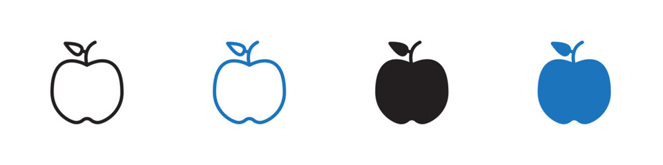 Apple icon Vector set outline