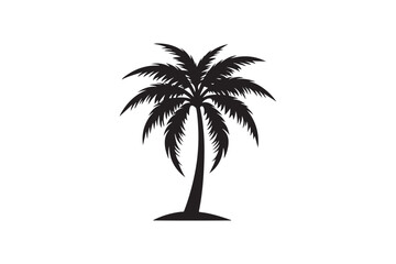 Coconut Palm tree silhouette vector illustration, Coconut tree silhouette, coconut tree silhouette png