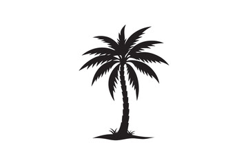 Coconut Palm tree silhouette vector illustration, Coconut tree silhouette, coconut tree silhouette png