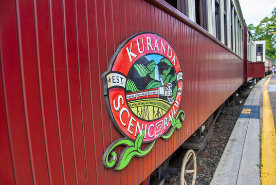 Kuranda, Australia - August 20, 2009: Kurand Scenic Railway train at Kuranda Station