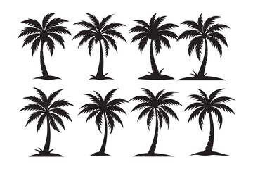 Coconut Palm tree silhouette vector illustration, Coconut tree silhouette, coconut tree silhouette png