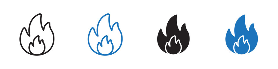 Fire icon Vector set outline