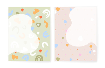 Set of 2 letter backgrounds with abstract colorful shapes for greeting card, banner, poster, cover, flyer