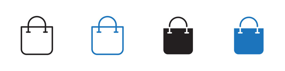 Shopping bag icon Vector set outline