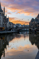 Fototapeta premium Christmas morning in Ghent, Belgium