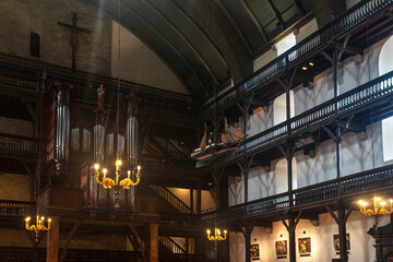 Interior of the church in the town of Saint-Jean-de-Luz in the Basque country of France