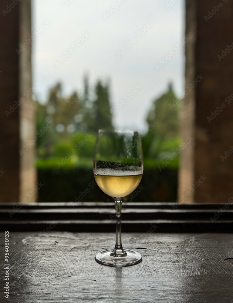 Wall mural a glass of wine at the tsinandali estate (kakheti, georgia)