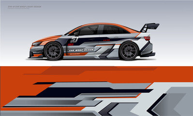 Obraz premium sport racing sedan car wrab orange gray style color