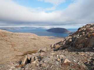 Baffin island landscape in the Canadian Arctic, Nunavut - travel and tourism