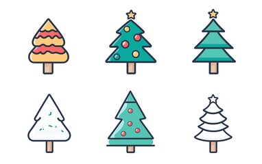 Obraz premium christmas tree clip art, illustration , simple, minimalism, flat color, vector illustration