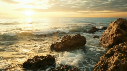 Fototapeta premium Golden Sunset Over the Ocean