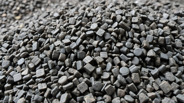 Recycled rubber granules from discarded vehicle tires for athletic Generative AI