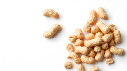 Salted peanuts on white background with space for text. Generative AI