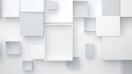 Obraz premium A minimalist composition of various white and light gray geometric shapes arranged on a flat surface.