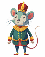 Mouse King from the nutcracker, is a watercolor clipart illustration with an isolated white background.