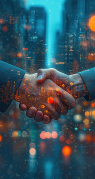 Business greeting on financial prosperity and background of money technology assets