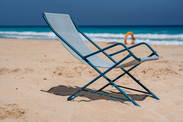 lounge chairs on the beach