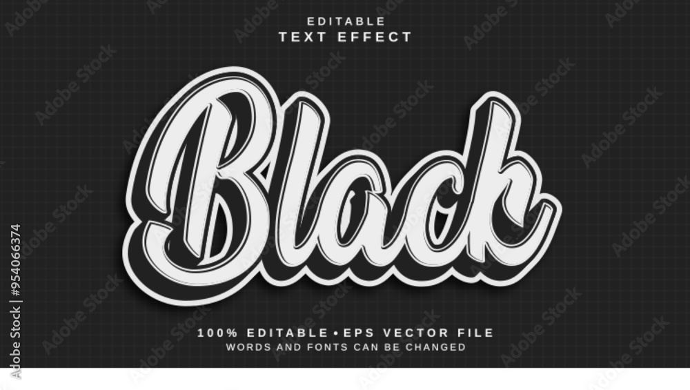 Fototapete Editable text style effect - Black text style theme.