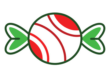 Christmas candy vector line art, clipart illustration with isolated on white background