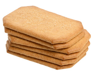 Rectangular baked cookies sprinkled with sugar on isolated background