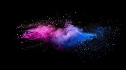 Obraz premium A vibrant explosion of colorful powder against a dark background, creating an artistic and dynamic visual effect.