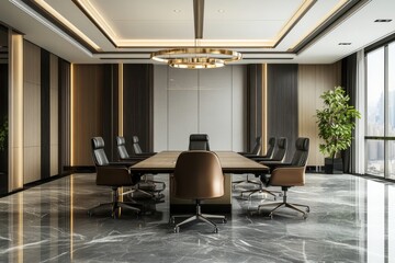 3d rendering luxury business meeting and working room in executive office