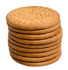 Stack of round cookies on isolated background