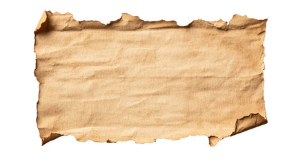 Fototapeta premium A piece of vintage blank paper with torn edges isolated on transparent background 