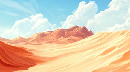 Naklejka premium Stunning desert landscape with swirling sand, featuring a realistic background of rolling dunes and endless horizons