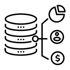Line style icon of database analytics 