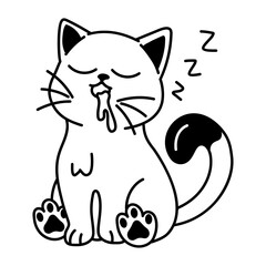 Cat sleeping icon in sketchy style