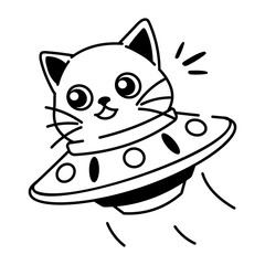 A drawing style icon of cat ufo 