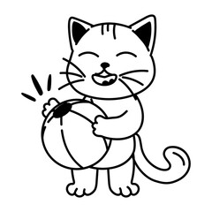 Cat ball icon in doodle style