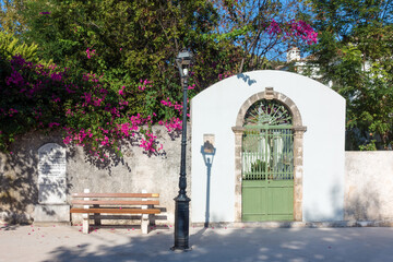 Beautiful architecture on the streets of Assos village, Kefalonia island, Greece