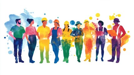 Obraz premium Diverse and Happy People in Different Work Attire Generative AI