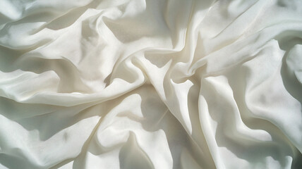 Fototapeta premium Abstract wrinkled white fabric surface with soft texture and shadows