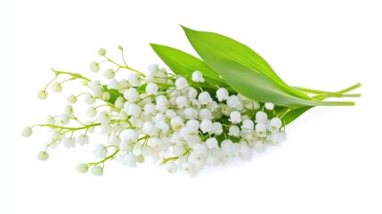 Obraz premium Lily of the Valley Flowers Isolated on White Background for Spring and Floral Arrangement Generative AI
