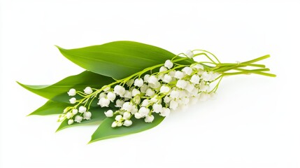 Obraz premium Lily of the Valley Isolated on White Background, High Resolution Photography for Floral Arrangement and Decoration Generative AI