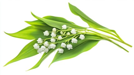 Obraz premium Lily of the Valley Isolated on White Background, High Resolution Photography for Floral Arrangement and Decoration Generative AI