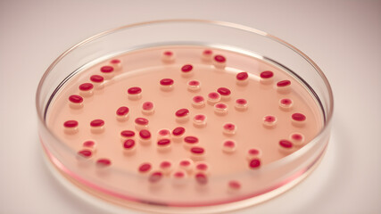 Toned image of Petri dish containing bacterial colonies for scientific experiment. Generative AI