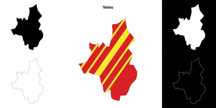 Veles municipality outline map set