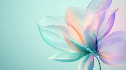   A photo focuses on a bloom with blue-pink petals against a light blue backdrop