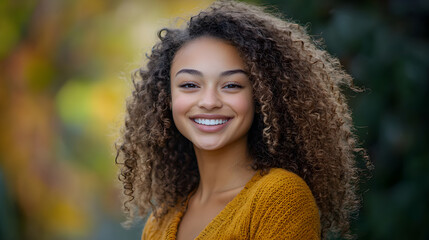 Curly Hair Happiness and Warm Smile Shines Free Friendly