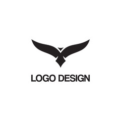 simple black bird fly for logo design