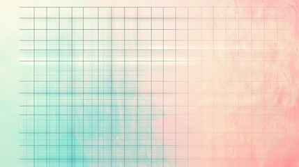   A pastel background with a grid pattern in the center consists of blue, pink, and green shades