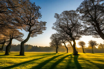 Fototapeta premium sunset in the park